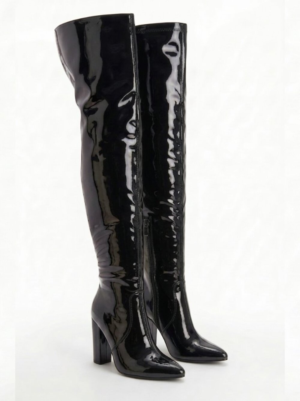 Patent Leather Over-The-Knee High Heel Boots